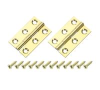 sourcing map 2 Pcs Folding Butt Hinges, 1.5 Inch Brass Small Door Hinges Butt Cabinet Hinges Folding Craft Hinges with Screws for Door Wooden Boxes Windows Dressers, Gold Tone