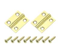 sourcing map 2 Pcs Folding Butt Hinges, 1 Inch Brass Small Door Hinges Butt Cabinet Hinges Folding Craft Hinges with Screws for Door Wooden Boxes Windows Dressers, Gold Tone