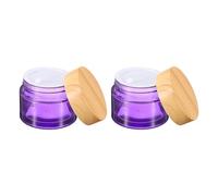 sourcing map 2 Pcs Glass Cosmetic Containers 50ml/1.76oz Empty Round Cosmetic Jars with Leakproof Lid Refillable Glass Cream Jar Makeup Sample Containers for Lotion Lip Balm Eye Cream, Purple