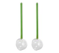 sourcing map 2 Pcs Glass Stirring Spoons, Handmade Glass Stirring Spoons Long Handle Teaspoons Swizzle Stick Stirrers for Tea Juice Cocktail Milkshake Cold Hot Drink Mixing, Green
