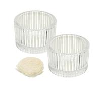 sourcing map 2 Pcs Glass Tea Light Candle Holder, Round Ribbed Glass Votive Candle Holder for Table Centerpiece, Home Decor and Party Supplies(Clear)
