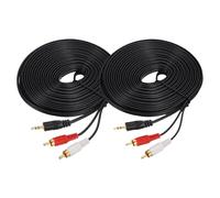 sourcing map 2 Pcs Gold Plating TRS 3.5mm Male to 2RCA Jack Cable, 10M(11 Yard) Copper Core 3mm PVC Audio AUX Cable for High Fidelity Sound Transmission to TV/Amplifier/Speaker/Mobile