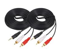 sourcing map 2 Pcs Gold Plating TRS 3.5mm Male to 2RCA Jack Cable, 5M(5.5 Yd) Copper Core 3Meterm PVC Audio AUX Cable for High Fidelity Sound Transmission to TV/Amplifier/Speaker/Mobile