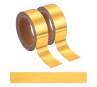 sourcing map 2 Pcs Gold Washi Tape,15mm x 5m Self Adhesive Masking Tapes Metallic Foil Decorative Gold Tape for DIY Crafts Scrapbooking Home Holiday Decoration