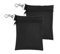 sourcing map 2 Pcs Golf Tee Pouch, 5.5" x 6.7" Professional Zipper Golf Tee Bag Accessories Pocket Gear Clip Bag with Metal Lobster Claw Clip Organizer Storage Bags for Men and Women, Black