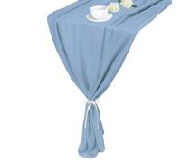 sourcing map 2 Pcs Grey Blue Chiffon Table Runner 10FT 27.5" x 118" Light and Elegant Romantic Sheer Table Decoration for Wedding Party Decoration