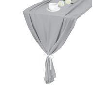 sourcing map 2 Pcs Grey Chiffon Table Runner 10FT 27.5" x 118" Light and Elegant Romantic Sheer Table Decoration for Wedding Party Decoration