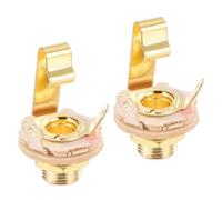sourcing map 2 Pcs Guitar Input Jack 1/4" Stereo Jack Mono Panel Mount Socket Gold for Guitar Bass Speaker Footswitch