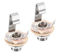 sourcing map 2 Pcs Guitar Input Jack 1/4" Stereo Jack Mono Panel Mount Socket Silver for Guitar Bass Speaker Footswitch