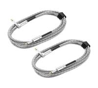 sourcing map 2 PCS Guitar Instrument Cable 10 Feet 1/4 Inch to 1/4 Inch 6.35mm Straight to Right Angle Jack Stereo Audio Interconnect Cord Balanced Line for Guitar Bass Braided Grey