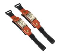 sourcing map 2 Pcs Guitar Mute Wrap, 7.1 x 0.9in Adjustable String Dampener Mute Wrap for Guitar Bass Ukulele Musical Instrument Accessories Fretboard Noise Reduction, Brown Leather-Wolf