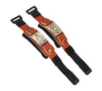 sourcing map 2 Pcs Guitar Mute Wrap, 7.1 x 0.9in Adjustable String Dampener Mute Wrap for Guitar Bass Ukulele Musical Instrument Accessories Fretboard Noise Reduction, Brown Leather-Fire/Spike