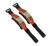 sourcing map 2 Pcs Guitar Mute Wrap, 7.1 x 0.9in Adjustable String Dampener Mute Wrap for Guitar Bass Ukulele Musical Instrument Accessories Fretboard Noise Reduction, Brown Leather-Spike