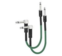 sourcing map 2 Pcs Guitar Patch Cables 16 Inch Pedal Board Cord 1/4 Inch Metal Straight Bend TS Right Angle Guitar Patch Effect Cable Cord for Instrument Effect Pedal Mixing Console, Green