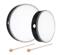 sourcing map 2 Pcs Hand Drum Music Percussion 10 Inch & 8 Inch Wood Frame Drum Set with Drum Stick Musical Instrument for Musical Education Home Party Performance Supplies (Black)