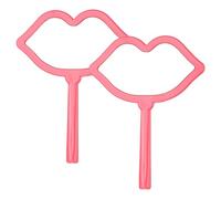 sourcing map 2 Pcs Hand Mirror with Handle, 6.3" Lip Shape Travel Makeup Mirror Single-Sided Portable for Women Girls Cosmetic Lash Home Travel, Hot Pink