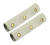 sourcing map 2 Pcs Handbag Handle Cover, Leather Luggage Handle Wraps, Purse Strap Cover Luggage Grip Protector Fine Texture Bronze Buckle for Purse Tote Bag Suitcase, Light Gray