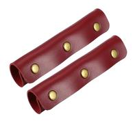 sourcing map 2 Pcs Handbag Handle Cover, Leather Luggage Handle Wraps, Purse Strap Cover Luggage Grip Protector Fine Texture Bronze Buckle for Purse Tote Bag Suitcase, Burgundy