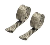 sourcing map 2 Pcs Heat Shield Sleeve, 0.3" ID 3.3 Feet Heat Sleeve Automotive Wire Heat Shield Fuel Line Heat Shield Sleeve Heat Sleeve Heat Wrap 800 Degree for Wires, Titanium Color