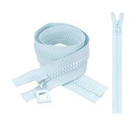 sourcing map 2 Pcs Heavy Duty Zippers, #8 23.6 Inch Resin Nickel Teeth Separating Metal Zippers One-Way Slider with Zip Pull Repair Replacement for Jackets Coats Sewing, Sky Blue