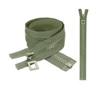 sourcing map 2 Pcs Heavy Duty Zippers, #8 23.6 Inch Resin Nickel Teeth Separating Metal Zippers One-Way Slider with Zip Pull Repair Replacement for Jackets Coats Sewing, Green