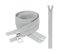 sourcing map 2 Pcs Heavy Duty Zippers, #8 27.6 Inch Resin Nickel Teeth Separating Metal Zippers One-Way Slider with Zip Pull Repair Replacement for Jackets Coats Sewing, Gray