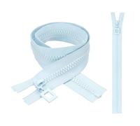 sourcing map 2 Pcs Heavy Duty Zippers, #8 27.6 Inch Resin Nickel Teeth Separating Metal Zippers One-Way Slider with Zip Pull Repair Replacement for Jackets Coats Sewing, Sky Blue