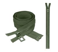 sourcing map 2 Pcs Heavy Duty Zippers, #8 31.5 Inch Resin Nickel Teeth Separating Metal Zippers One-Way Slider with Zip Pull Repair Replacement for Jackets Coats Sewing, Green