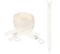 sourcing map 2 Pcs Heavy Duty Zippers, #8 31.5 Inch Two Way Separating Zipper Large Resin Zippers Metal Zip Pull Repair Replacement for Jackets Coats Sewing, Cream White