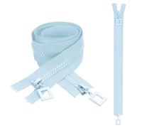 sourcing map 2 Pcs Heavy Duty Zippers, #8 31.5 Inch Two Way Separating Zipper Large Resin Zippers Metal Zip Pull Repair Replacement for Jackets Coats Sewing, Sky Blue