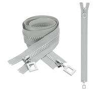 sourcing map 2 Pcs Heavy Duty Zippers, #8 31.5 Inch Two Way Separating Zipper Large Resin Zippers Metal Zip Pull Repair Replacement for Jackets Coats Sewing, Gray