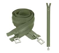 sourcing map 2 Pcs Heavy Duty Zippers, #8 39 Inch Two Way Separating Zipper Large Resin Zippers Metal Zip Pull Repair Replacement for Jackets Coats Sewing, Green