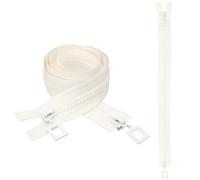sourcing map 2 Pcs Heavy Duty Zippers, #8 39 Inch Two Way Separating Zipper Large Resin Zippers Metal Zip Pull Repair Replacement for Jackets Coats Sewing, Cream White