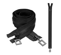 sourcing map 2 Pcs Heavy Duty Zippers, #8 39 Inch Two Way Separating Zipper Large Resin Zippers Metal Zip Pull Repair Replacement for Jackets Coats Sewing, Black