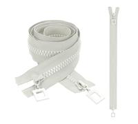 sourcing map 2 Pcs Heavy Duty Zippers, #8 39 Inch Two Way Separating Zipper Large Resin Zippers Metal Zip Pull Repair Replacement for Jackets Coats Sewing, Misty Gray