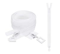 sourcing map 2 Pcs Heavy Duty Zippers, #8 39 Inch Two Way Separating Zipper Large Resin Zippers Metal Zip Pull Repair Replacement for Jackets Coats Sewing, White