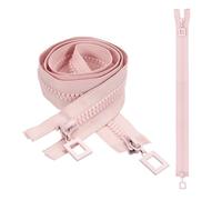 sourcing map 2 Pcs Heavy Duty Zippers, #8 39 Inch Two Way Separating Zipper Large Resin Zippers Metal Zip Pull Repair Replacement for Jackets Coats Sewing, Deep Pink