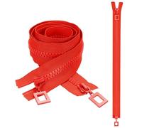 sourcing map 2 Pcs Heavy Duty Zippers, #8 47 Inch Two Way Separating Zipper Large Resin Zippers Metal Zip Pull Repair Replacement for Jackets Coats Sewing, Red