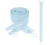 sourcing map 2 Pcs Heavy Duty Zippers, #8 47 Inch Two Way Separating Zipper Large Resin Zippers Metal Zip Pull Repair Replacement for Jackets Coats Sewing, Sky Blue