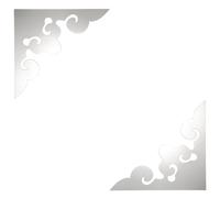 sourcing map 2 Pcs Hollow Mirror Wall Stickers, Acrylic Corner Decorative Pattern Decals Self Adhesive Mirror Stickers for Bathroom Living Room Bedroom Ceiling Office (Silver, 7.9x7.9)