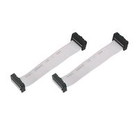 sourcing map 2 Pcs IDC Connector Flat Ribbon Cable, 16 Pins 2.54mm Pitch 10cm Length FC to FC Dual Female Connector Flat Ribbon Cable Wire for Industrial Electronics, Grey