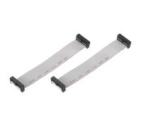 sourcing map 2 Pcs IDC Connector Flat Ribbon Cable, 20 Pins 2.54mm Pitch 15cm Length FC to FC Dual Female Connector Flat Ribbon Cable Wire for Industrial Electronics, Grey
