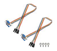 sourcing map 2 Pcs IDC Rainbow Wire Flat Ribbon Cable DB9 Female to 9P 11.8 Inch Length 2.54mm Pitch Breadboard Jumper Wires for Electronic Projects