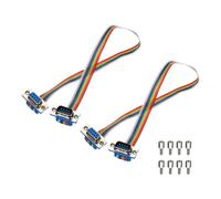 sourcing map 2 Pcs IDC Rainbow Wire Flat Ribbon Cable DB9 Male to DB9 Female 11.8 Inch Length 2.54mm Pitch Breadboard Jumper Wires for Electronic Projects