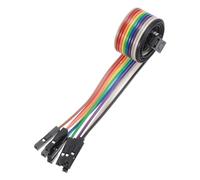 sourcing map 2 Pcs IDC Rainbow Wire Flat Ribbon Cable FC-Female to 10P 11.8 Inch Length 2.54mm Pitch Breadboard Jumper Wires for Electronic Projects