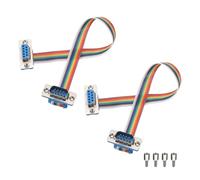 sourcing map 2 Pcs IDC Serial Cable Rainbow Wire Flat Ribbon Cable DB9 Male to DB9 Female 8 Inch Length 2.54mm Pitch Breadboard Jumper Wires for Electronic Projects