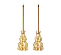sourcing map 2 Pcs Incense Burner, 0.5 Inch Brass Incense Holder Mini Gourd-shaped Cone Stick Holder Ash Catcher for Home Office Meditation Yoga Room Decor, Gold