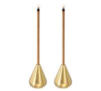 sourcing map 2 Pcs Incense Burner, 0.7 Inch Brass Incense Holder Large Teardrop Cone Stick Holder Ash Catcher for Home Office Meditation Yoga Room Decor, Gold