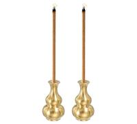 sourcing map 2 Pcs Incense Burner, 0.8 Inch Brass Incense Holder Vase Design 3 Cone Stick Holder Ash Catcher for Home Office Meditation Yoga Room Decor, Gold
