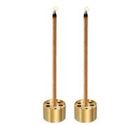 sourcing map 2 Pcs Incense Burner, 1.1 Inch Brass Incense Holder X-Large Cone Stick Holder Ash Catcher with 9 Holes for Home Office Meditation Yoga Room Decor, Gold